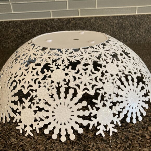 Snowflake Decorative Metal Bowl Holiday Centerpiece Accent - Picture 12 of 15